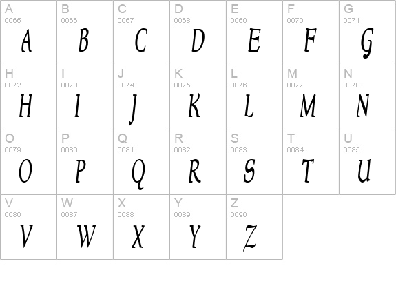 NewStyleCondensed Italic uppercase A-Z preview