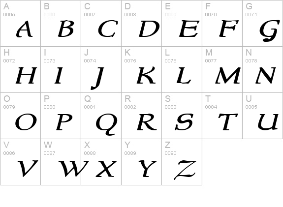NewStyleWide Italic uppercase A-Z preview