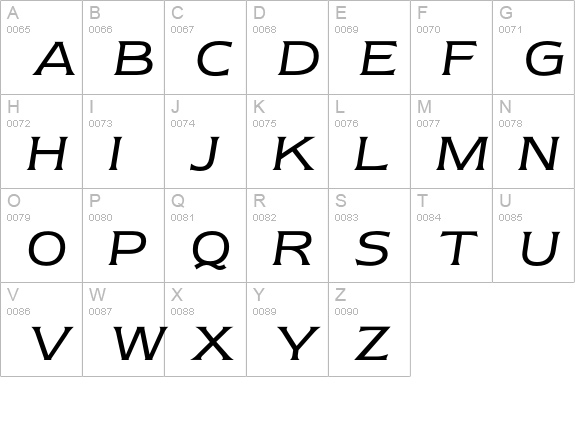 NewtextBookItalic uppercase A-Z preview