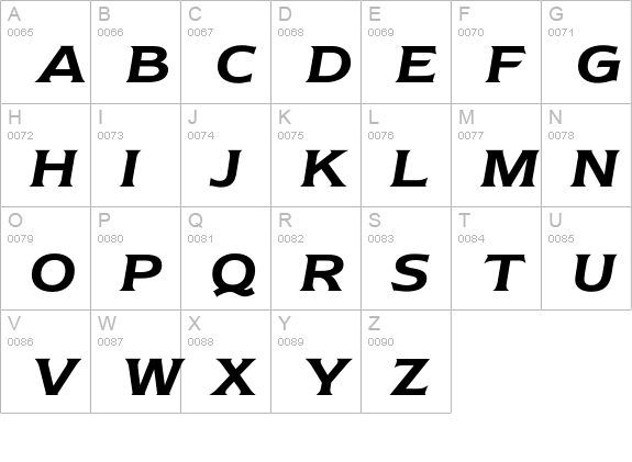 NewtextDemiItalic uppercase A-Z preview