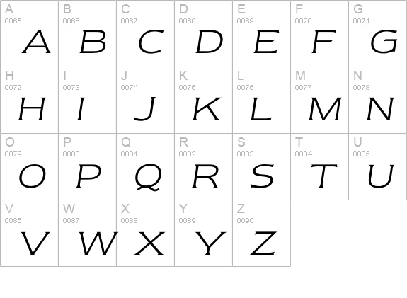 NewtextLightItalic uppercase A-Z preview