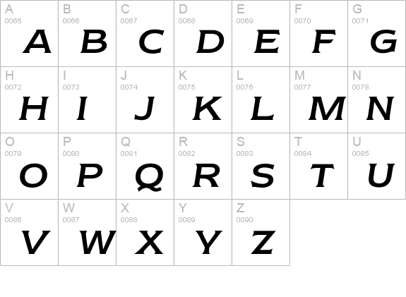 NewtextRegularItalic uppercase A-Z preview