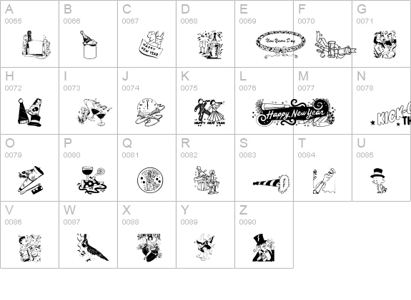 NewYearBats uppercase A-Z preview