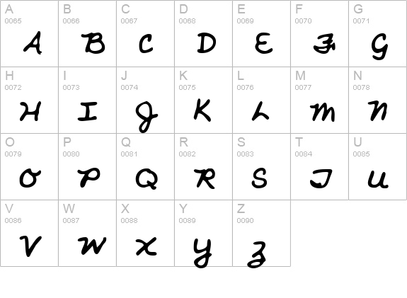 NicholesHand Regular uppercase A-Z preview