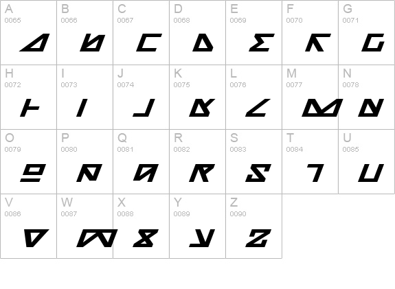 Nick Turbo Bold Expanded Italic uppercase A-Z preview