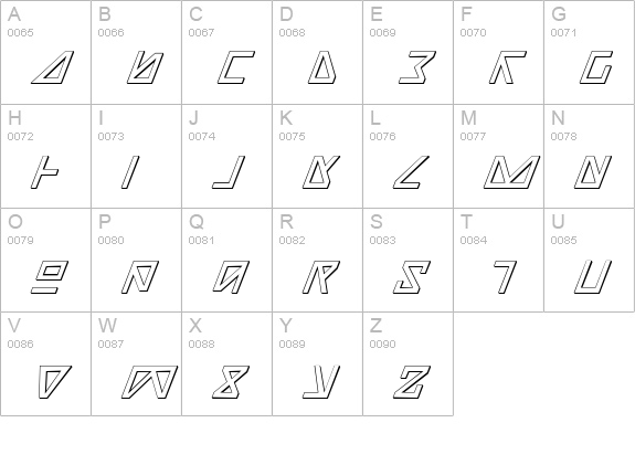 Nick Turbo Italic 3D uppercase A-Z preview