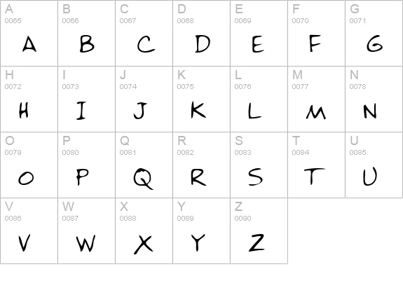 NickysHand Regular uppercase A-Z preview