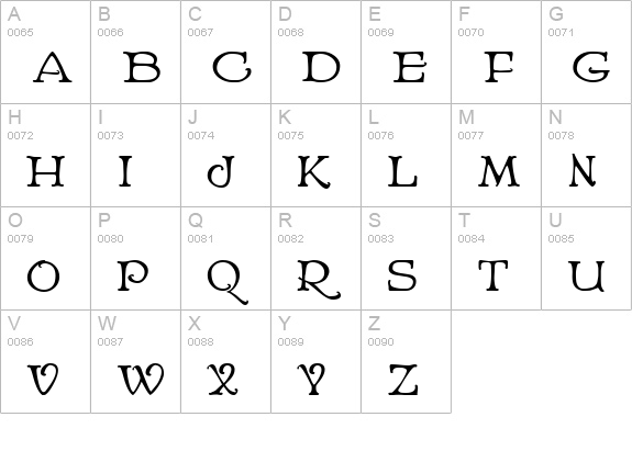 Niederwald uppercase A-Z preview