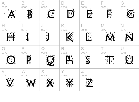Night Sky_TR uppercase A-Z preview