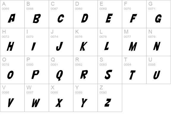 Nightclub BTN Cn Oblique uppercase A-Z preview
