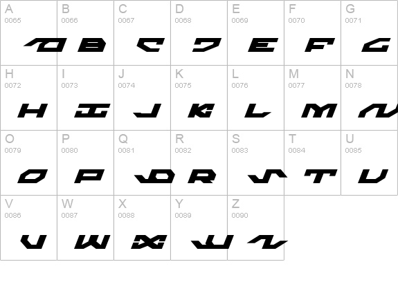 Nightrunner Expanded Italic uppercase A-Z preview