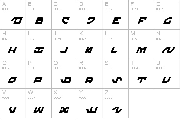 Nightrunner Extra-Condensed Italic uppercase A-Z preview