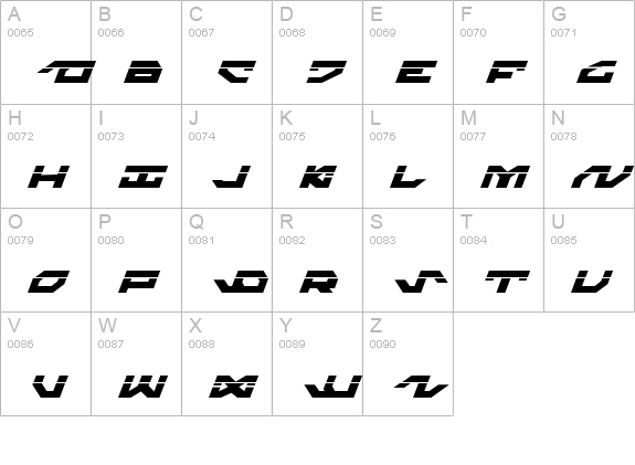 Nightrunner Laser Italic uppercase A-Z preview