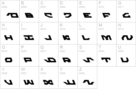 Nightrunner Leftalic uppercase A-Z preview