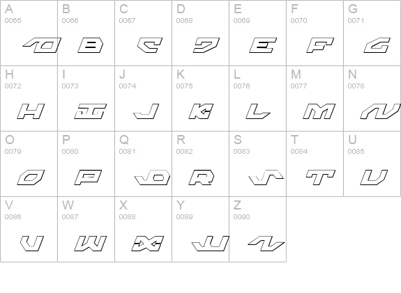 Nightrunner Shadow Italic uppercase A-Z preview