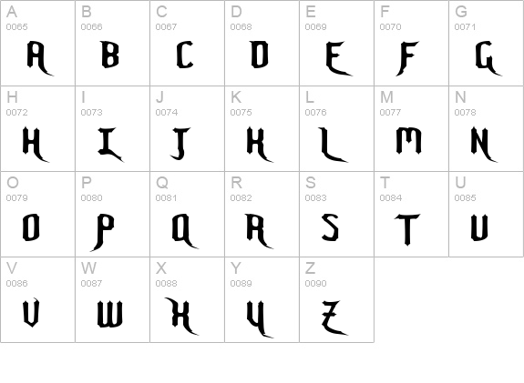 Nightwarrior Normal uppercase A-Z preview