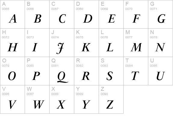 NikisEF-SemiBoldItalic uppercase A-Z preview