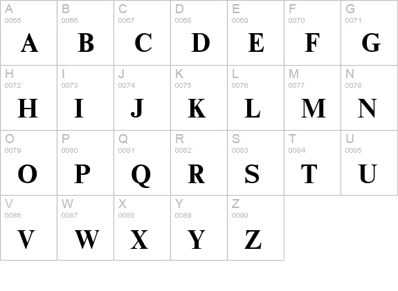 NimbusRomD Bold uppercase A-Z preview