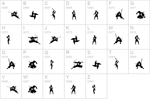 Ninjas uppercase A-Z preview