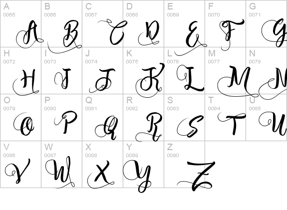 Nirmana SWASH Regular uppercase A-Z preview