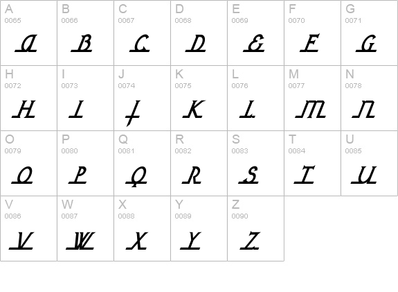 NixonScript-BoldItalic uppercase A-Z preview