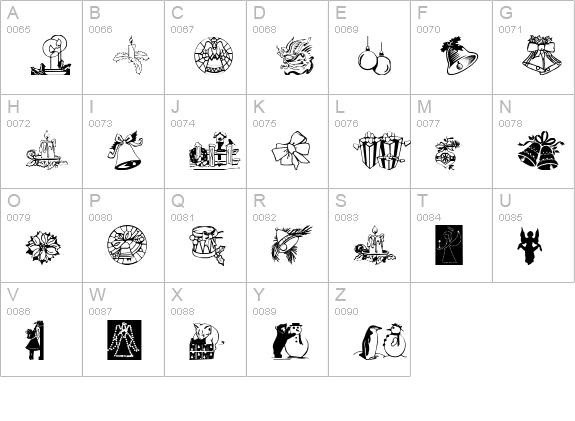 Noel Dingbats uppercase A-Z preview