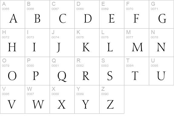 Nofret Expert BQ Light uppercase A-Z preview