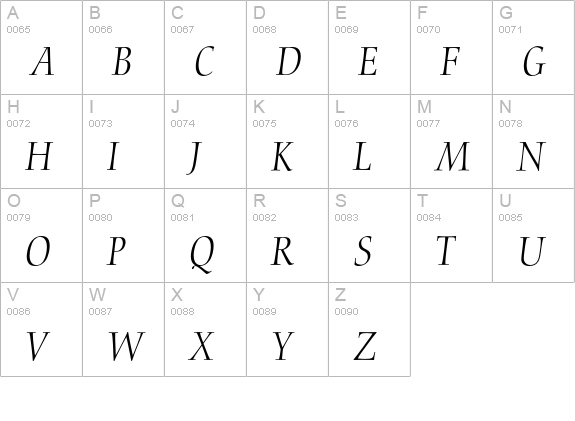 Nofret Expert BQ Light Italic OsF uppercase A-Z preview