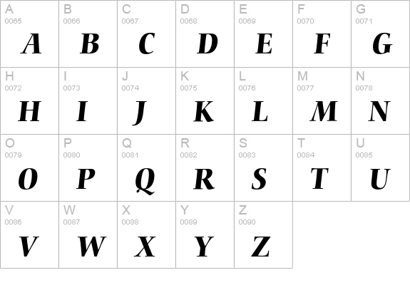 Nofret Expert BQ Medium Italic OsF uppercase A-Z preview