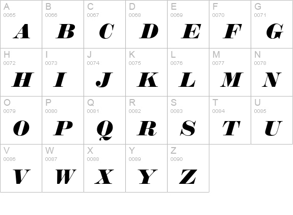 Normande Italic uppercase A-Z preview
