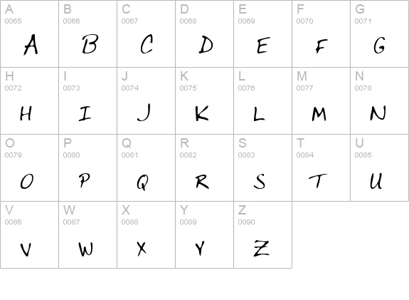 NortonsHand Regular uppercase A-Z preview