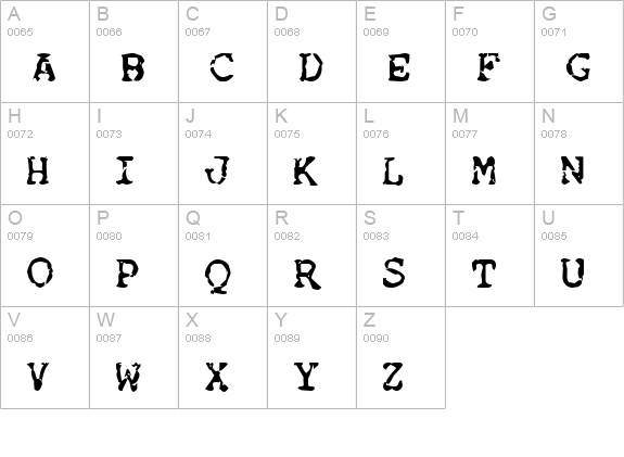 Nose Bleed uppercase A-Z preview