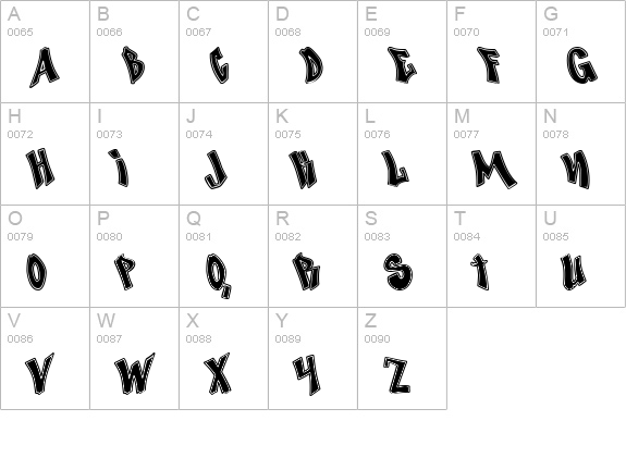 Nosegrind Demo uppercase A-Z preview