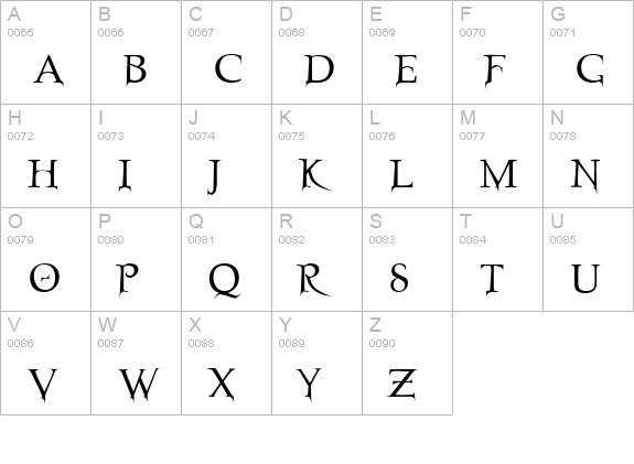 Nosfer uppercase A-Z preview