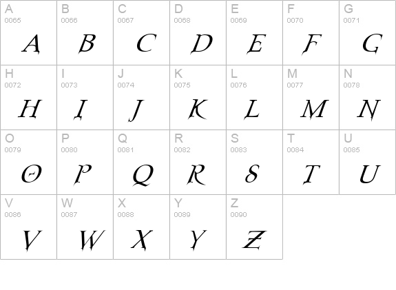 Nosferatu Oblique uppercase A-Z preview