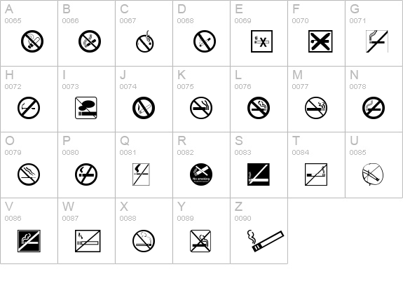 NoSmoking uppercase A-Z preview