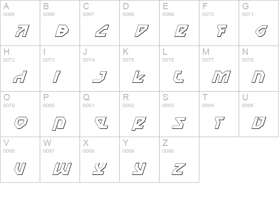 Nostromo 3D Italic uppercase A-Z preview