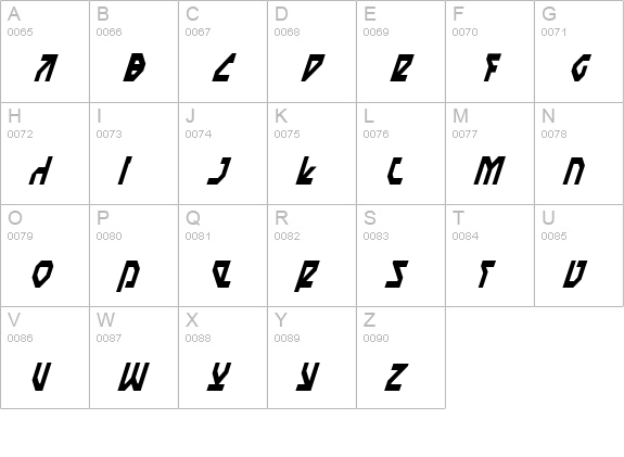 Nostromo Condensed Italic uppercase A-Z preview