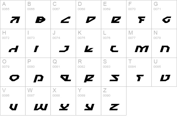 Nostromo Expanded Italic uppercase A-Z preview