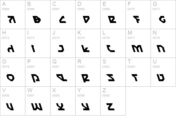 Nostromo Leftalic uppercase A-Z preview
