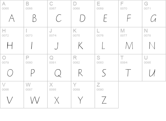 NotehandLefty Italic uppercase A-Z preview