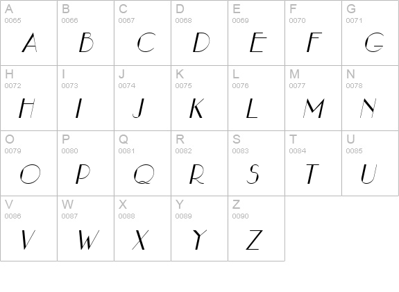 NouveauAsta Italic uppercase A-Z preview