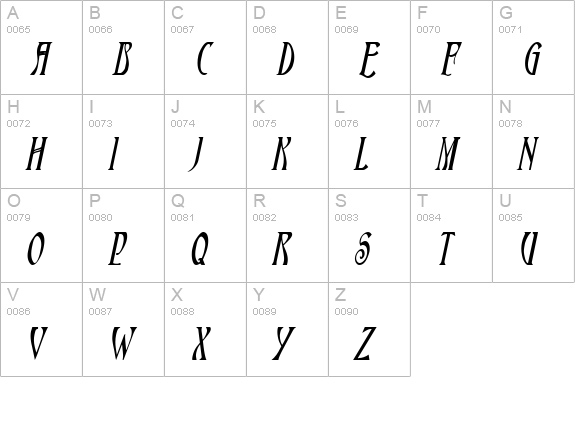 NouveauCondensed Bold Italic uppercase A-Z preview