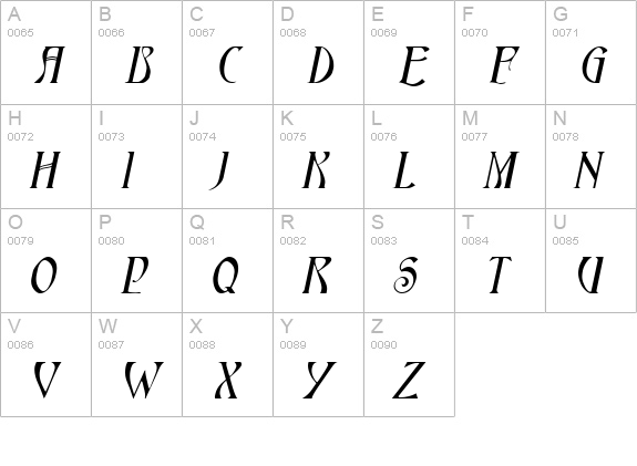 NouveauExtended Italic uppercase A-Z preview