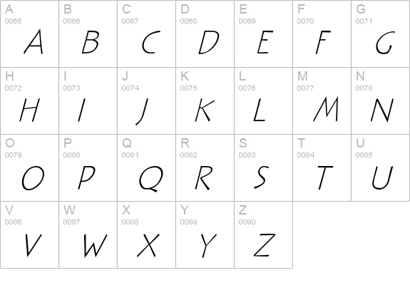 NuevoLitho LightItalic uppercase A-Z preview