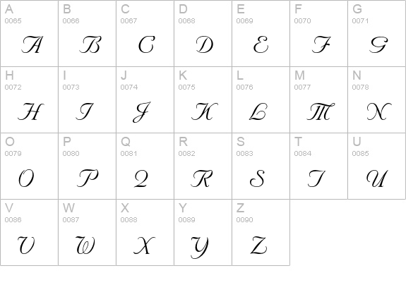 Nuptial Script uppercase A-Z preview