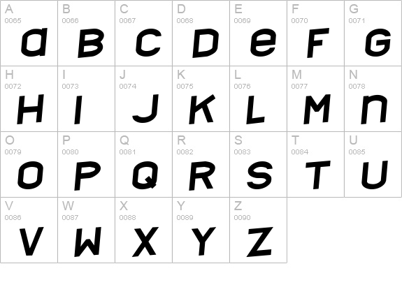 Nyctalopia tilt uppercase A-Z preview
