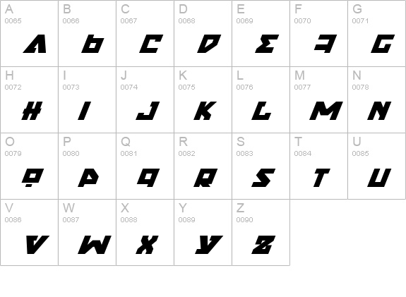 Nyet Italic uppercase A-Z preview