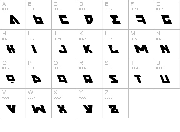 Nyet Leftalic uppercase A-Z preview