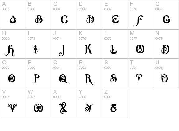 Nymph uppercase A-Z preview